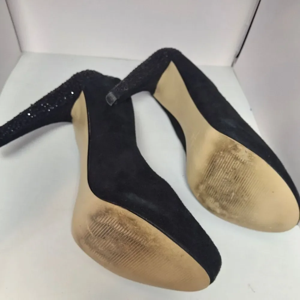 Nine West Black Crystal-Studded Stilettos